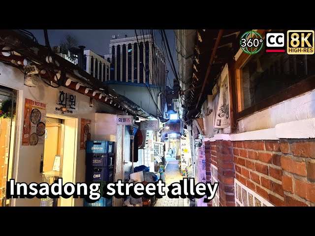 Jongno Insadong Alley Walking, Seoul, Korea Travel. 8K 360 VR Video.