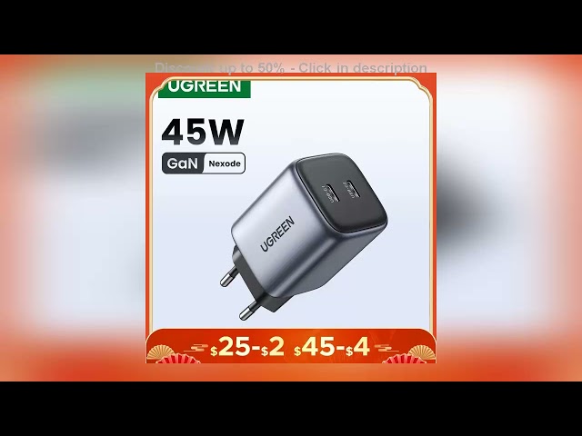 UGREEN GaN 45W USB Charger PD QC 3.0 Fast Charger Quick Charger For iPhone 16 15 14 Pro Travel Ph