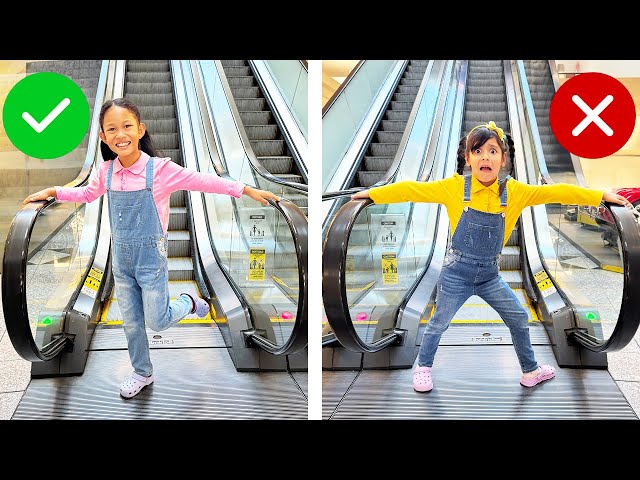 Ellie & Andrea's Escalator Mall Adventure: Safety Learning for Kids