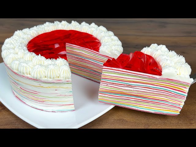 🌈 Rainbow Crêpes CAKE! Delicate and incredibly delicious – surprise everyone with this dessert!