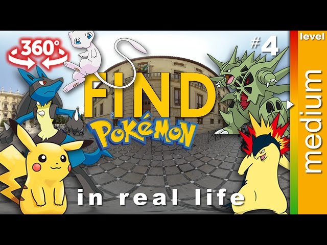 360 video + Pokemon. FIND: Lucario, Pikachu, Mew, Tyranitar, Typhlosion (medium). Game 4