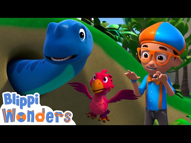 Dinosuar Stuck in the Mud! | Blippi Wonders - Kids Cartoons | Party Playtime!