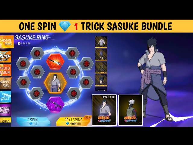 Sasuke Ring Event FreeFire 🔥 Sasuke Bundle Free Spin Trick 💎 Sasuke Bundle Free Me Kaise Milega ❓️