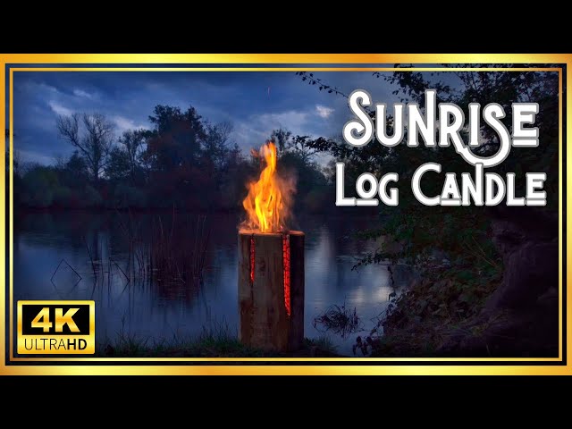 Finnish Log Candle by a Rainy Lake at Dawn – Relaxing Nature Sounds and Ambience