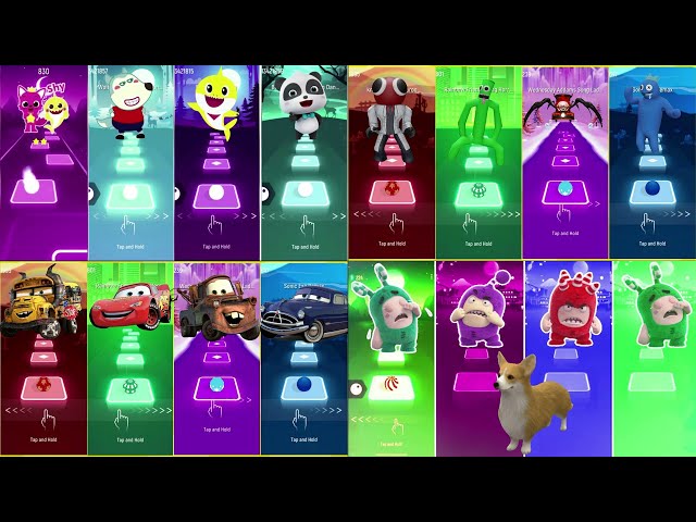 Tiles Hop Megamix Battle - Pinkfong 🆚 Rainbow Friends 🆚 McQueen 🆚 Oddbods