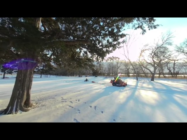 Lawnmower sledding in 3D VR180