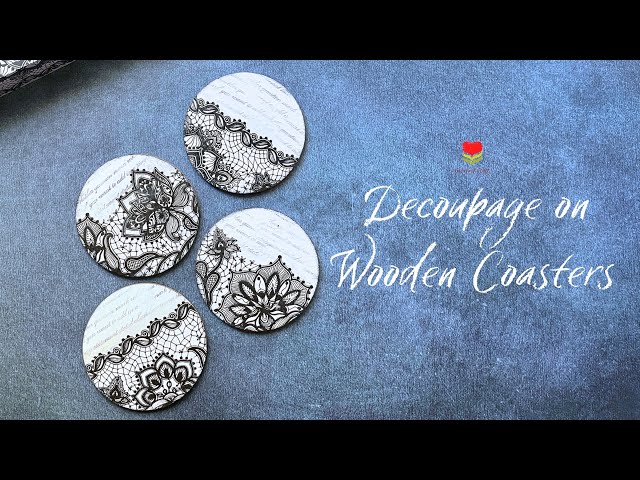 1 Easy Floral Lace coasters making tutorial - Decoupage art tutorial #decoupage #growingcraft