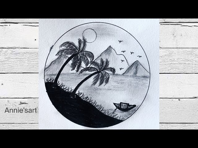 How to draw beautiful circle scenery | Easy drawing scenery I step by step tutorial