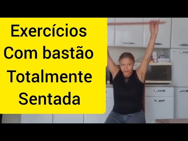 EXERCÍCIOS COM BASTÃO SENTADA  EM CASA MUITO FÁCIL  DE FAZER  #bastão#exercícios bastão