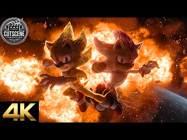 [4K UHD] Sonic And Shadow Unite To Battle Robots CUTSCENE | Sonic the Hedgehog 3