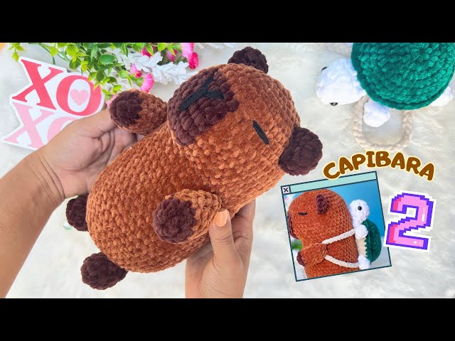 Capybara with Turtle Backpack 🐢 AMIGURUMI | PART 2/2 🌺 Crochet pattern