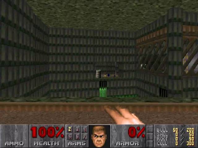 Doom level E1M4, Command Control: Quick-exit trick (example 1)