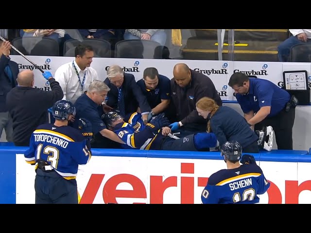 Dylan Holloway Stretchered Off Ice After Taking Puck To Neck