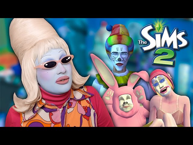 Juno builds a chaotic clown town in the Sims 2 Legacy collection