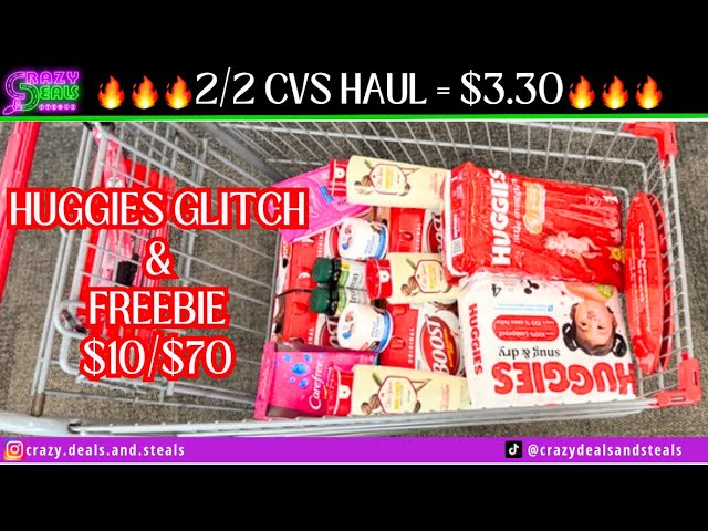 🎉2/2 CVS HAUL 🎉$3.30 HAUL + Huggies GLITCH & $10/$70 FREEBIE #cvsdeals #cvshaul