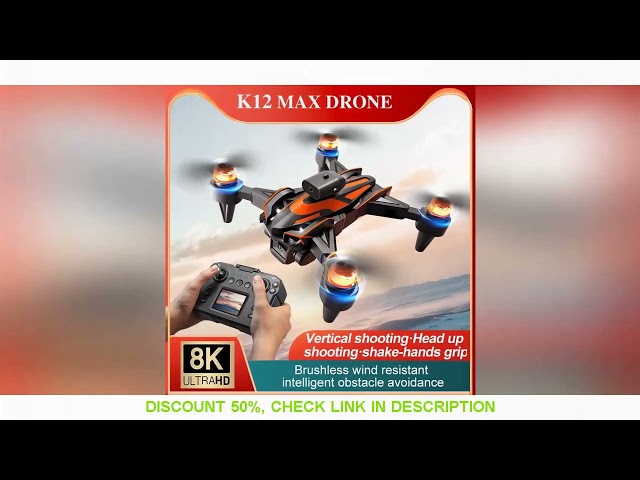 NEW K12Max UAV With Screen Control 5G 8K HD Camera Brushless Drone Optical Flow Positioning Aerial F