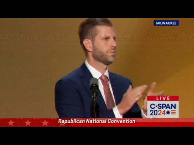 RNC crowd SILENT during Eric Trump's speech, he claps for HIMSELF