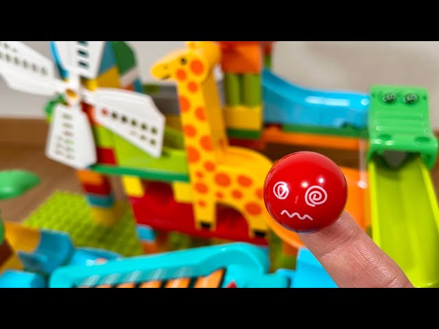 Marble Run ASMR ♫ Building Block Slope Jungle