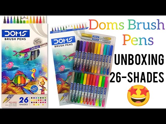 Doms Brush pens Unboxing video -26 Shades | Dom's Brush pens Review #doms #brushpen