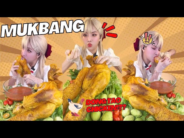 Golden Hair mukbang giant salted Dong Tao chicken