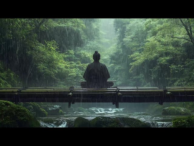 Rain day in the Bamboo Garden with Japanese Flute - Japanese Zen Music For Soothing, Healing