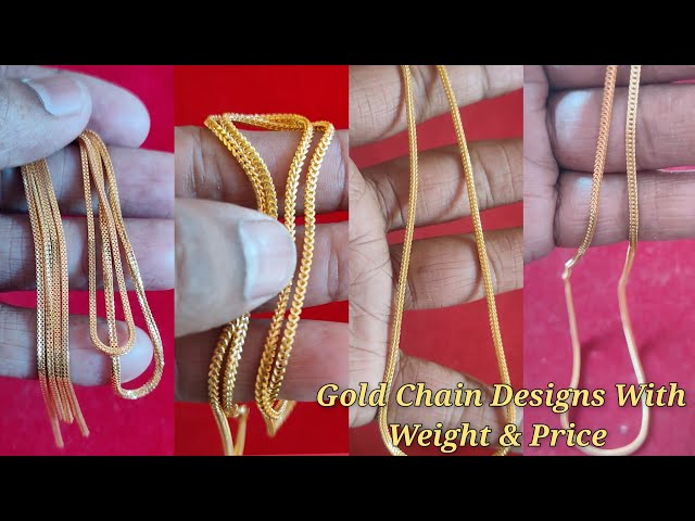 Latest light weight Gold Chain designs with weight & price/22crt Gold chain designs