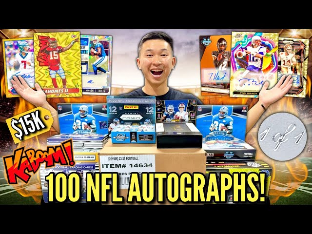 Opening INSANE NFL Football packs until I pull 100 AUTOGRAPH CARDS (ANNUAL $15000 KICKOFF BREAK)! 😱🔥