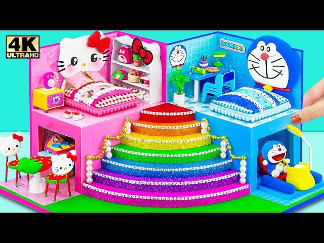 Make Hello Kitty House with Cute Cat Bedroom, Blue Room for Doraemon from Clay | DIY Miniature House