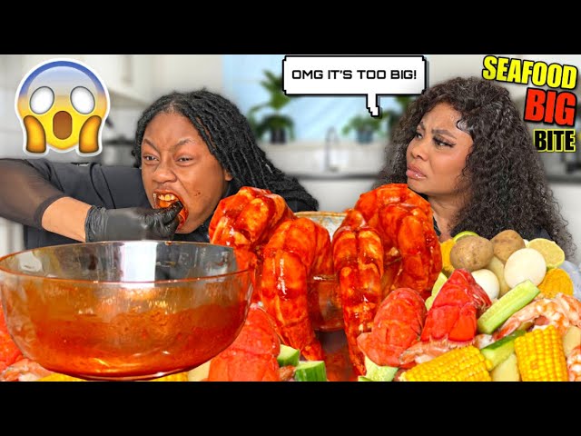 ONE BITE SPICY BULDAK SEAFOOD BOIL MUKBANG CHALLENGE! 먹방 (LOBSTER TAIL, MEGA PRAWNS...)