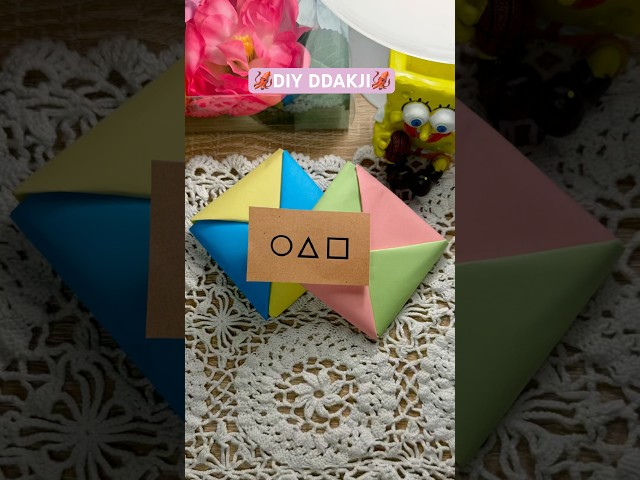 Squid Game DDAKJI flip toy origami #diy#squidgame#craft#ddakji#viralvideo