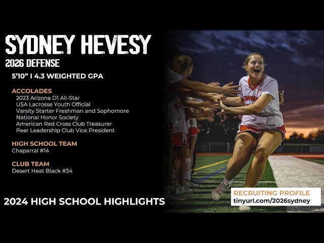 Sydney Hevesy 2026 Defense | High School Highlights 2024