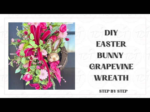 DIY Spring Easter Grapevine Floral Wreath with Pink Flowers #easterdecor