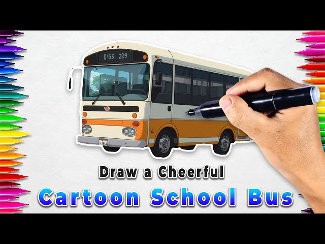 Drawing a Cartoon School Bus Anime 🚌 in a Cheerful and Cute | Gambari Art Tutorial