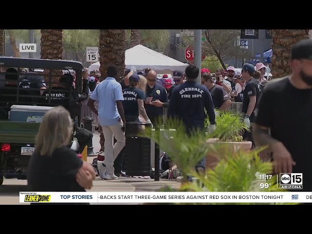 One person collapses ahead of Trump rally in Glendale