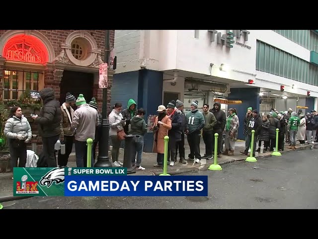 Eagles fans line up at 5 a.m. for Super Bowl watch party