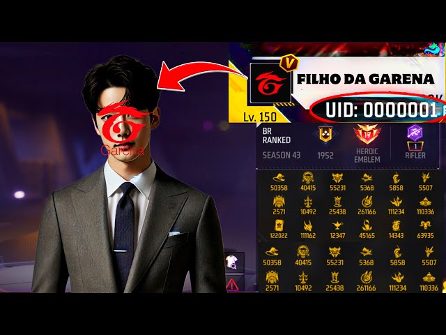 CONTA DO FILHO DO DONO DA GARENA *a conta mais gemada do free fire*