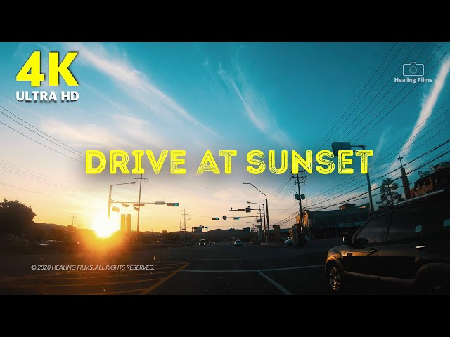 4k Drive | Sunset scenery healing drive video | Driving while listening to sweet acoustic music