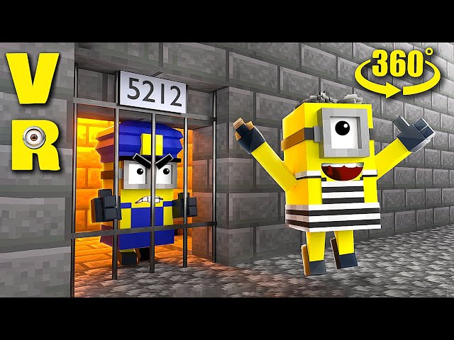 VR 360° MIINIONS PRISON BREAK (Minecraft Animation)