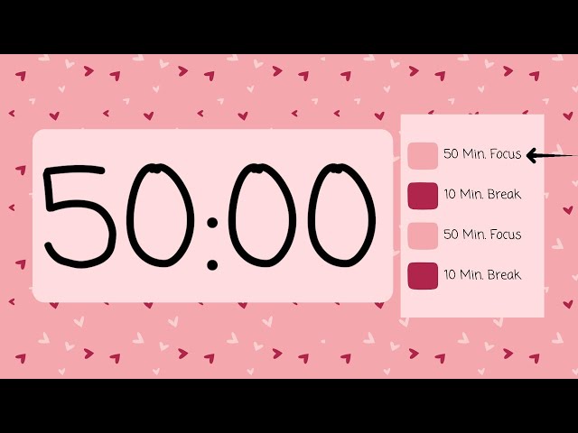 ✨ 2-Hour Pomodoro Countdown Timer | 50-Min Focus & 10-Min Breaks | Minimalist Design ✨