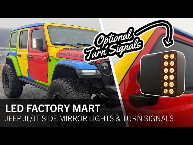 UPGRADE YOUR JEEP MIRRORS - LED Factory Mart Side Mirrors with Turn Signals & Driving Lights