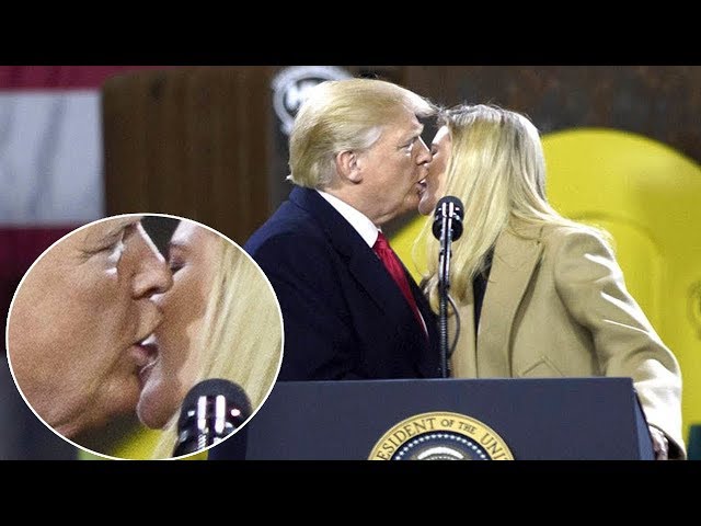 Donald Trump avoids any mention of him grabbing women not his wife and kissing them in public