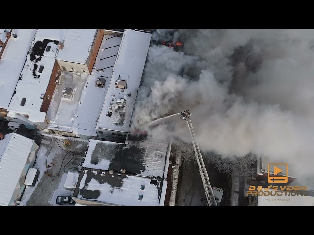 Downtown Orillia Fire Block shut down amid major structure fire 01/21/25