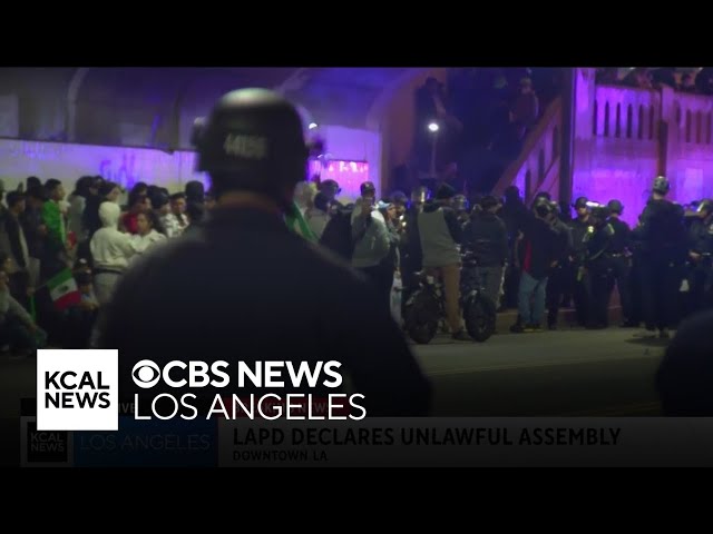 Hundreds detained as daylong protests over immigration rights continues in downtown LA