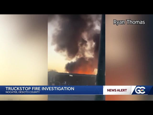 Massive fire erupts at truck stop in DeSoto County