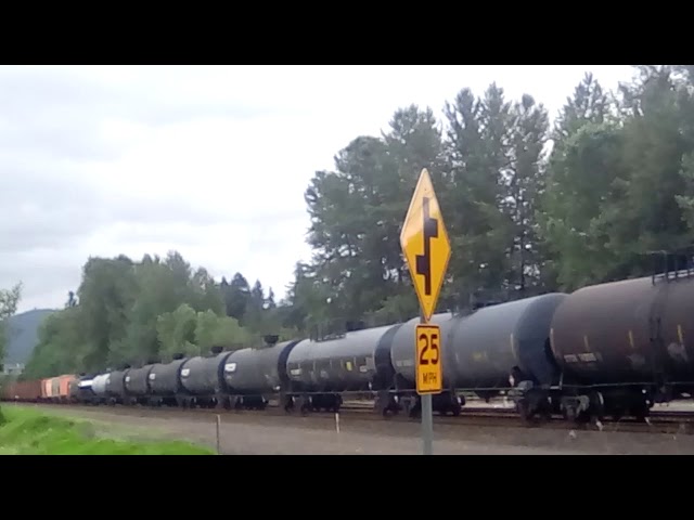 Northbound BNSF ry mix freight car train on June 21, 2019