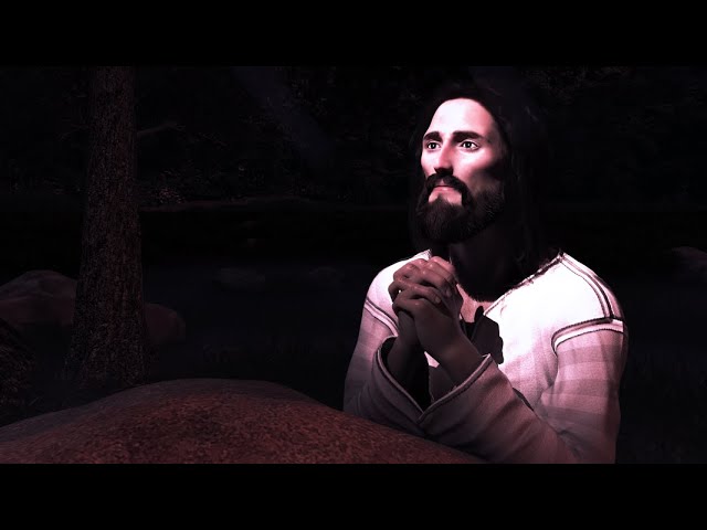 Jesus praying to the father.