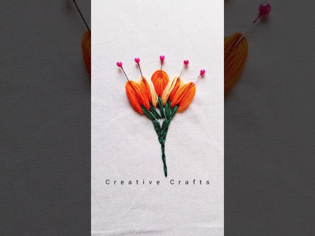 Amazing unique flower embroidery tricks #trending #ytshorts #stitch #shorts