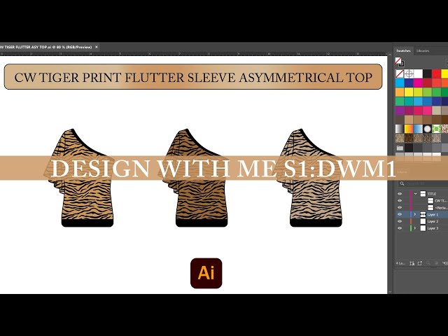 DESIGN WITH ME | TIGER PRINT ASYMMETRICAL TOPS | ADOBE ILLUSTRATOR | FASHION DESIGN | S1:DWM1