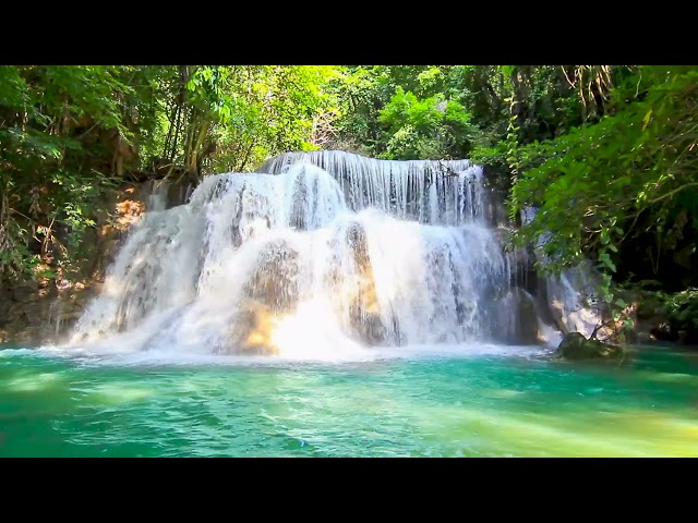 Waterfalls In Deep Forest at Huai Mae Waterfall 4k. Waterfall, White Noise, Nature Sounds to Sleep.