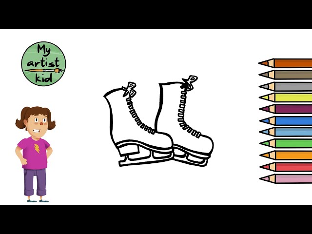 Learn How To Draw Ice Skates - Easy drawing, painting and coloring for kids